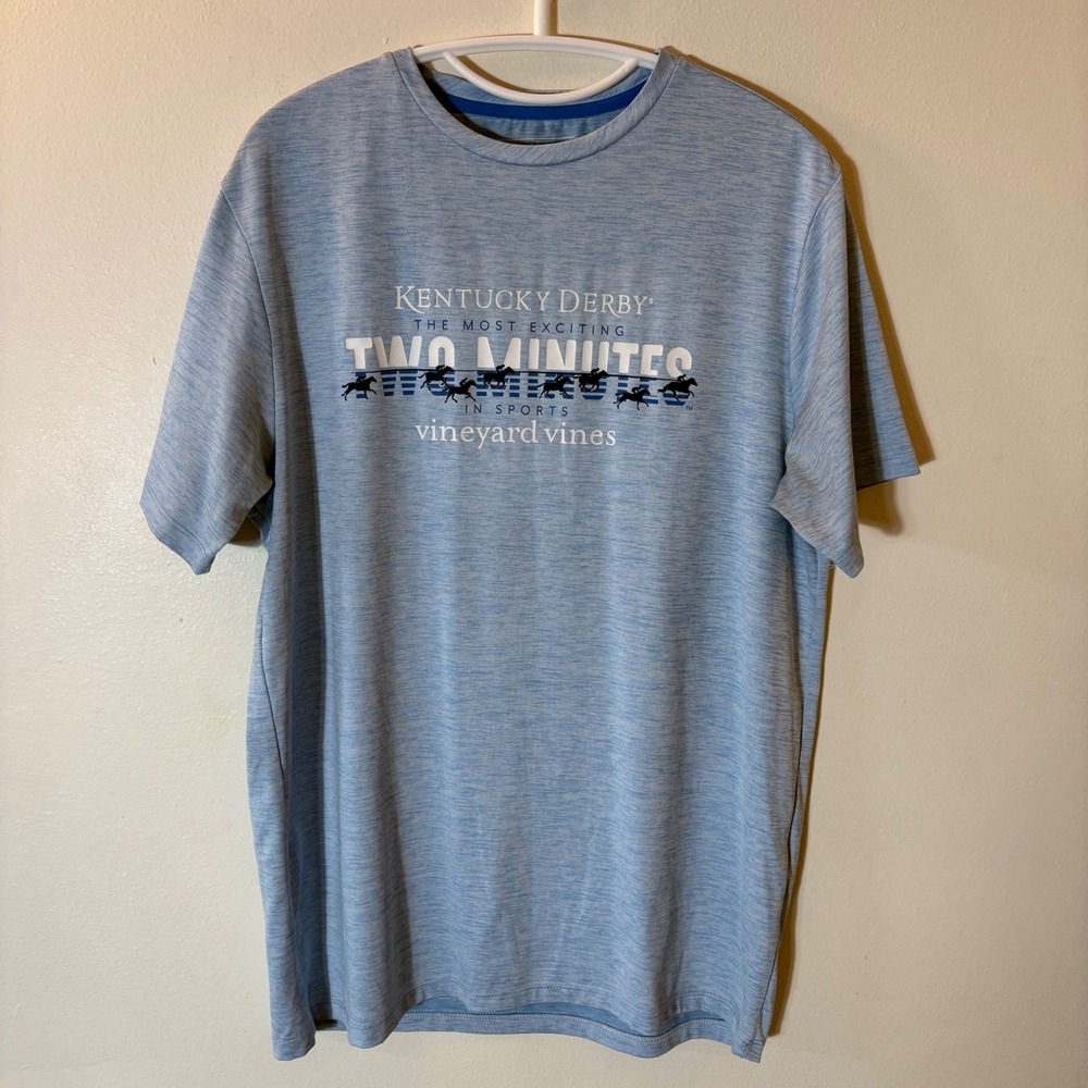 Vineyard Vines Kentucky Derby 148 Two Minutes Performance Tee Blue‎ Size Small